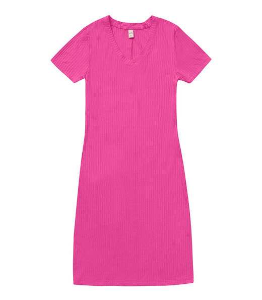Vestido Feminino Em Ribana Canelada Rovitex Rosa