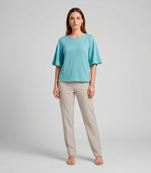 Blusa Feminina Manga Gôde Ampla Infinita Cor Azul