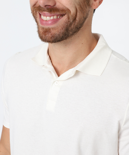 Polo Masculina Manga Curta Básica MR Off White