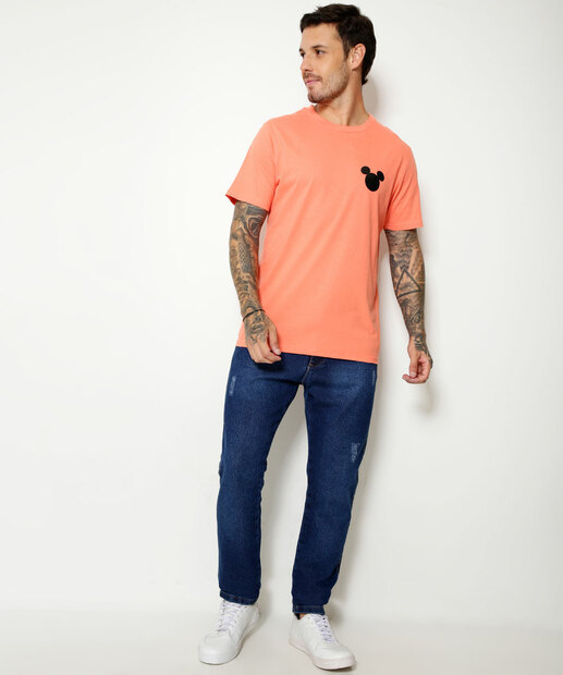 Camiseta Masculina Estampa Mickey Manga Curta Disney