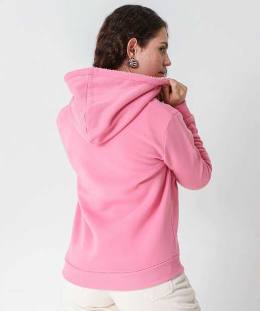 Casaco Feminino Moletom Flanelado Frase Marisa Rosa