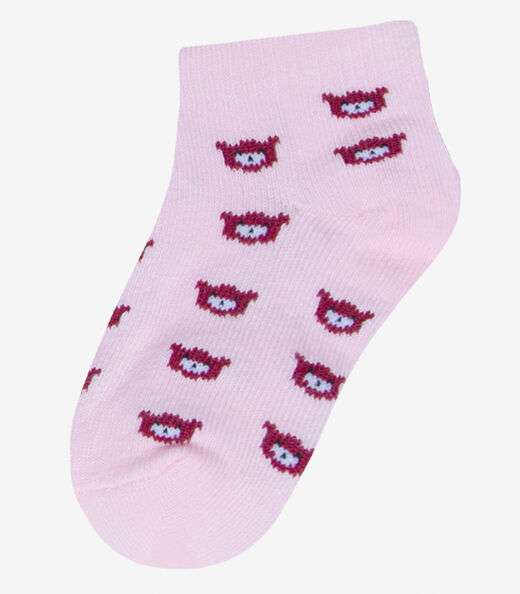 Kit 3 Pares De Meia Cano Curto Infantil Trick Nick Rosa