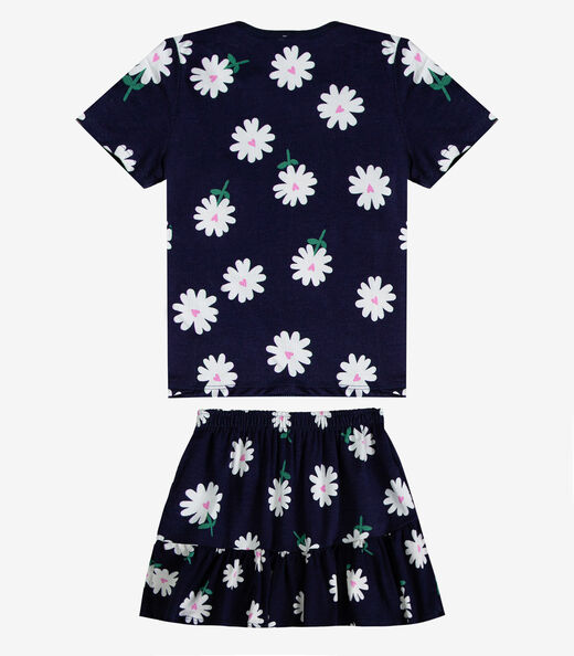 Conjunto Infantil Menina Saia e Blusa Select Azul