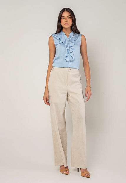 Regata Alfaiataria Com Babados Azul Salvatore