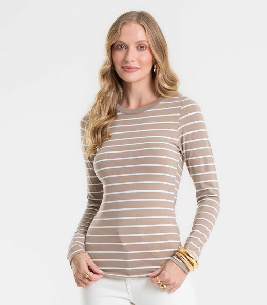 Image_Blusa Manga Longa Feminina Listrada Plus Rovitex Marrom