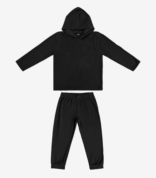 Conjunto Infantil  Blusão com Capuz e Calça Select Preto