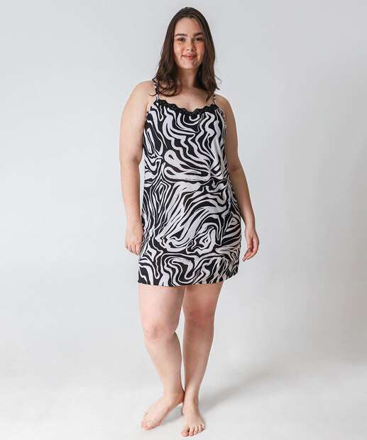 Camisola Plus Size Liganete Animal Print Marisa Preto