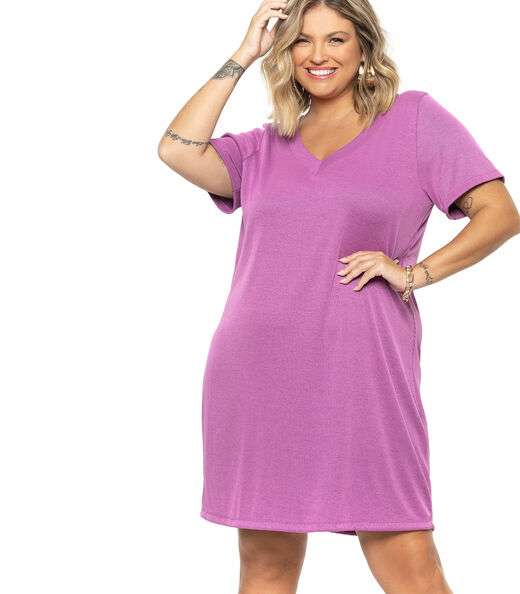 Vestido Plus Size Ribana Secret Glam Roxo