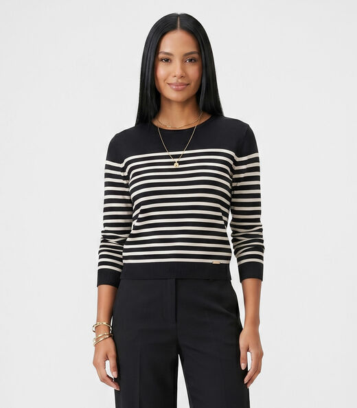 Image_Blusa Feminina Manga Longa Tricô Listrado Endless Preto