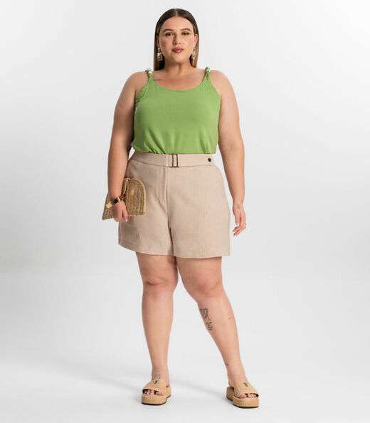 Blusa De Alça Plus Size Secret Glam Verde