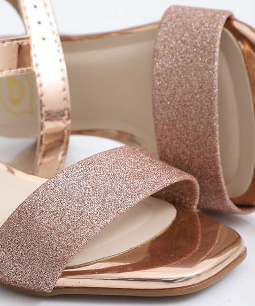 Sandália Infantil Metalizada Glitter Molekinha Rosê