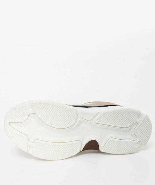 Tênis Feminino Casual Recorte Off White