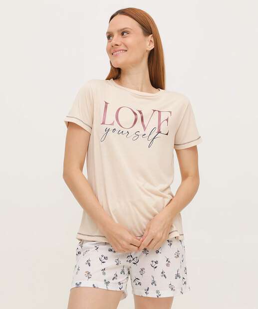 Pijama Feminino Estampado Manga Curta Marisa