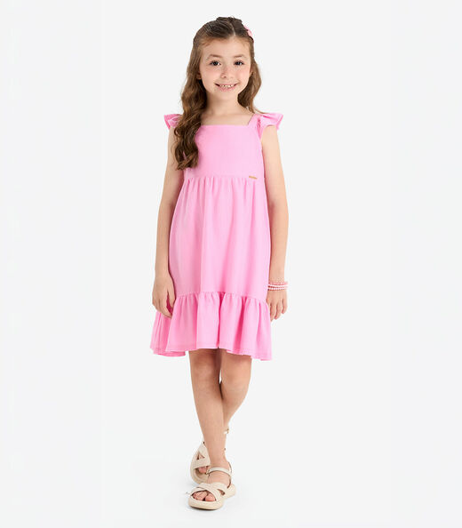 Vestido Verão Menina De Alças Rovi Kids Rosa