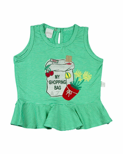 Conjunto Infantil Malha Listrada Catalina e Índigo Júlia My Shopping Bag - Verde
