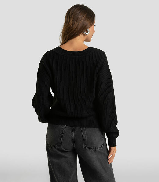 Sueter Feminino Decote Em V Infinita Cor Preto