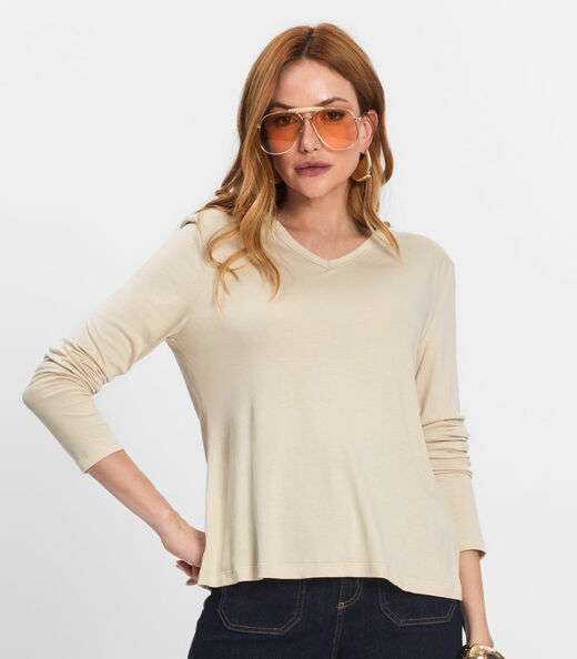 Blusa Manga Longa Select Bege