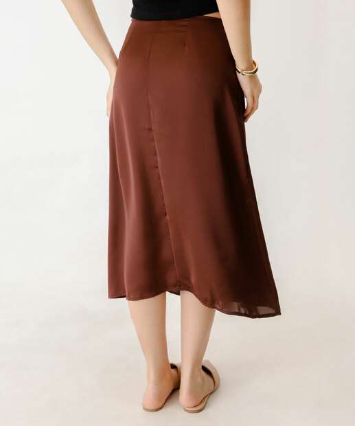 Saia Midi Feminina Cetim Marisa