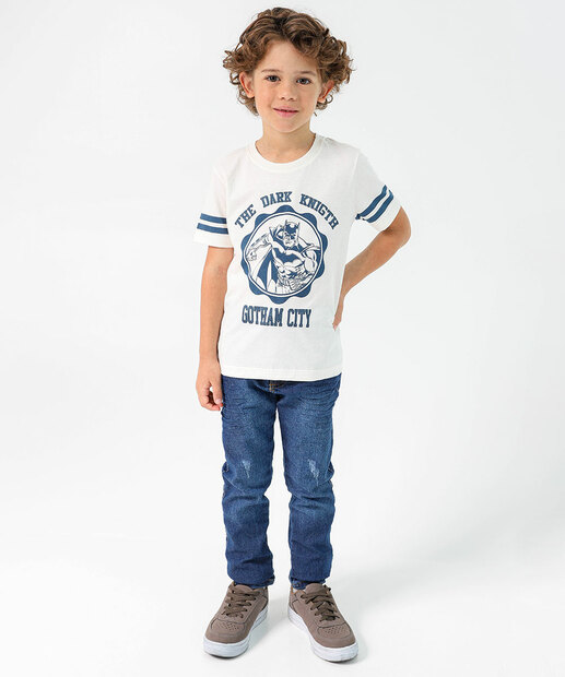 Camiseta Infantil Batman Warner Bros Tam 4 a 10 Branco