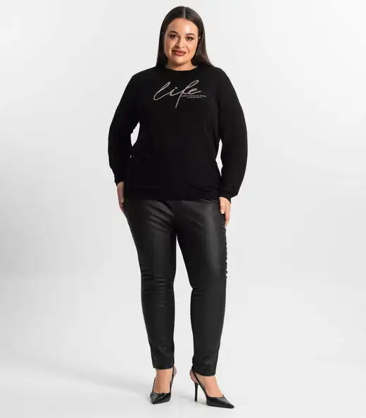 Blusão Feminino Plus Size Secret Glam Preto