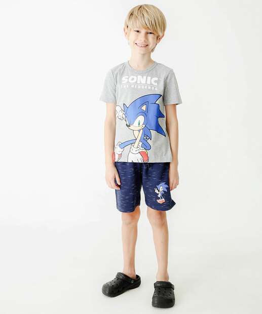 Camiseta Infantil Estampa Sonic Tam 4 a 10