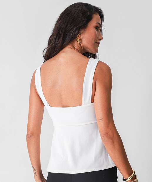 Blusa Regata Feminina Peplum Textura Marisa Off White