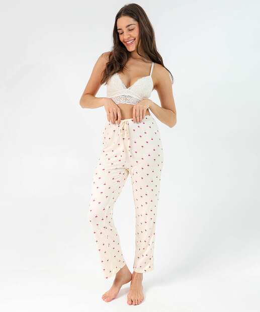 Image_Calça Pijama Feminino Avulsa Flores Marisa Off White
