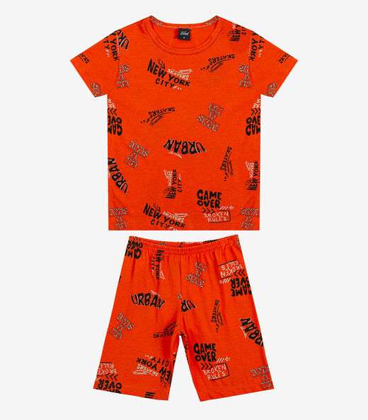 Pijama Infantil Camiseta e Bermuda Select Laranja