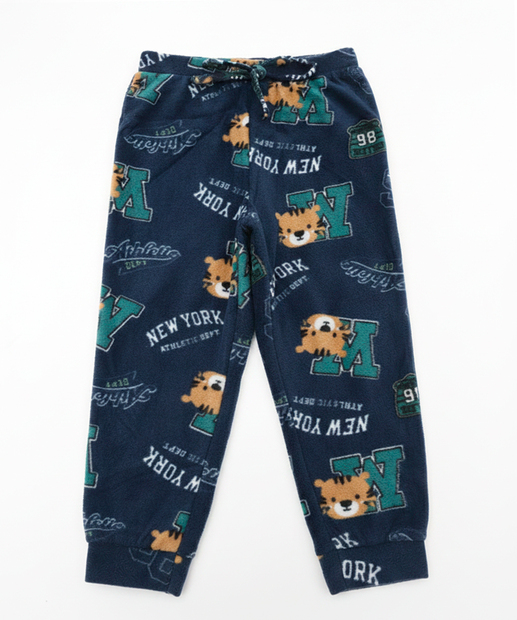 Conjunto Infantil Fleece Tigre MR Tam 1 a 3 Azul