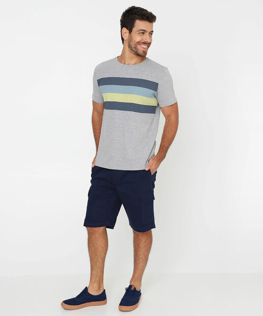 Camiseta Masculina Listras Manga Curta MR