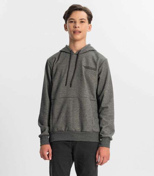 Moletom Juvenil Menino Com Capuz Minty Cinza