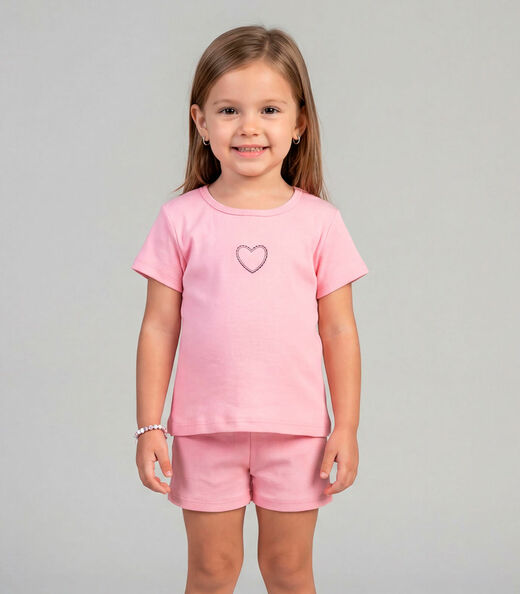 Conjunto Infantil Feminino Blusa e Short Select Rosa
