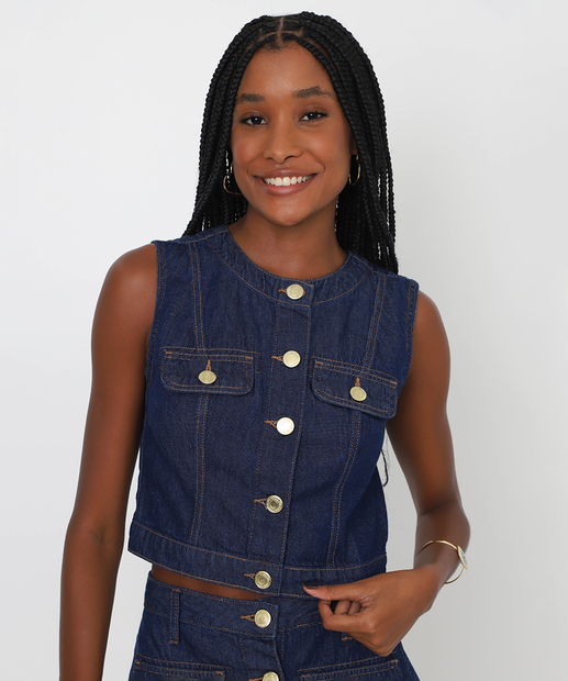 Image_Colete Feminino Jeans Amaciado Marisa Azul
