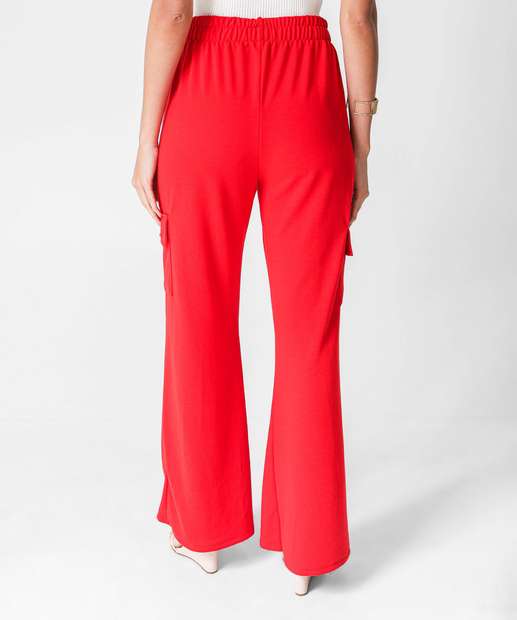 Calça Moletinho Feminina Cargo Marisa Vermelho