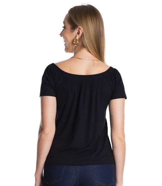 Blusa Feminina Canelada Infinita Cor Preto