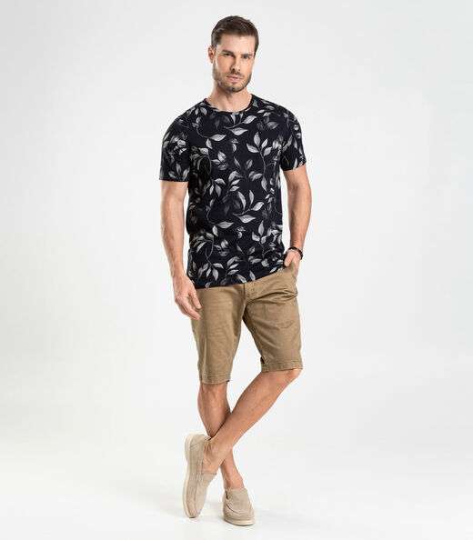 Camiseta em Meia Malha Masculina Diametro Preto