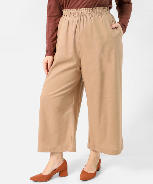 Calça Plus Size Feminina Pantacourt Marisa Bege