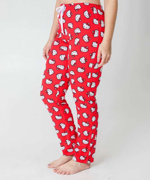 Calça Pijama Feminino Avulso Hello Kitty Vermelho
