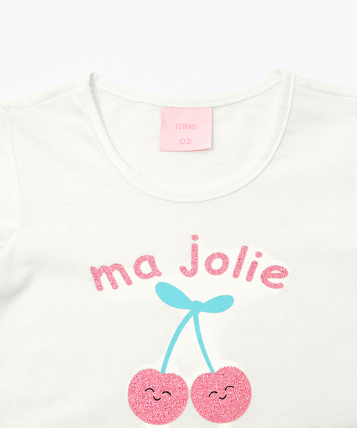 Blusa Infantil Estampa Cereja Marisa Tam 1 a 3 Off White