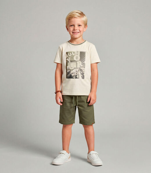Conjunto Masculino Camiseta com Bermuda Trick Nick Off White