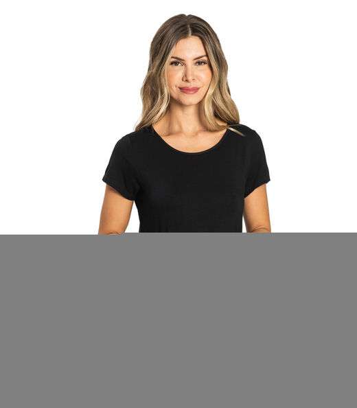 Blusa Básica Alongada Feminina Rovitex Preto