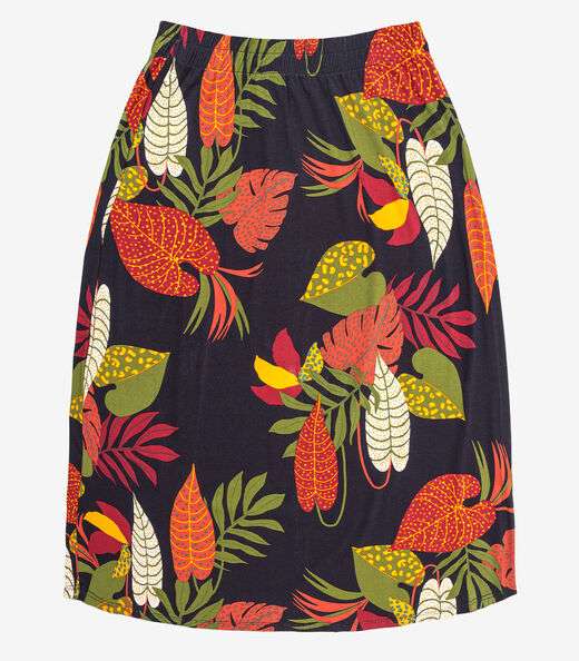 Saia Midi Plus Size Infinita Cor Preto