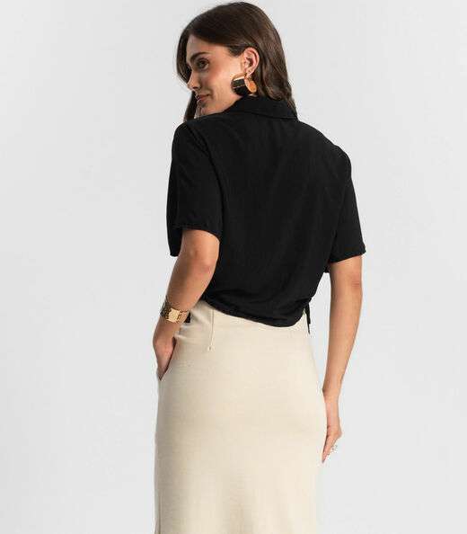 Camisa Feminina Gola Dupla Endless Preto