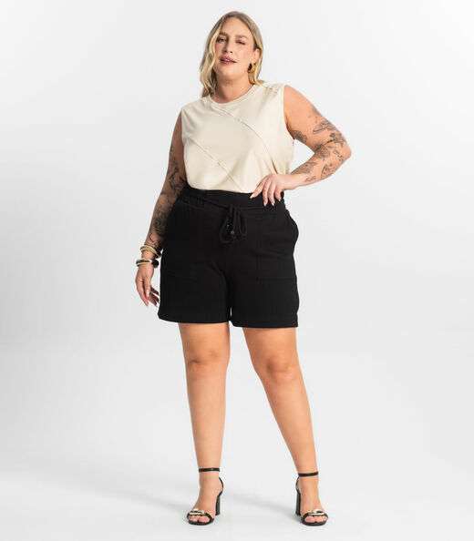 Bermuda Feminina Moletinho Secret Glam Preto