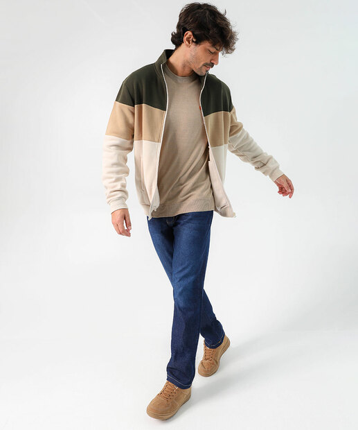 Casaco Masculino Moletom Capuz Marisa Bege