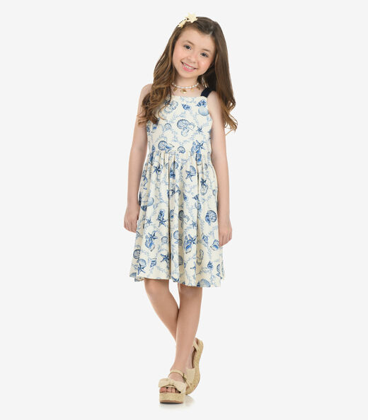 Vestido Visco Maquineta Menina Rovi Kids Bege