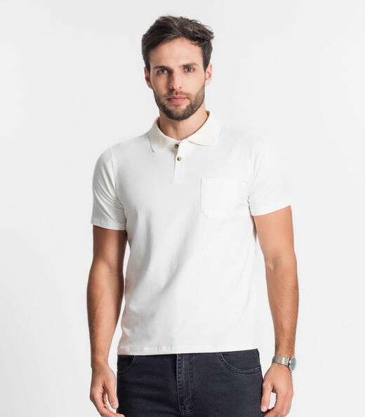 Polo Masculina Com Bolso Cotton Leve Diametro Bege
