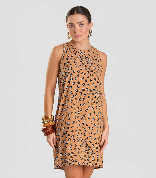 Image_Vestido Curto Feminino Estampado Dianna Bege
