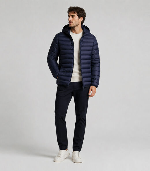 Jaqueta Masculina Puffer Com Capuz All Free Azul
