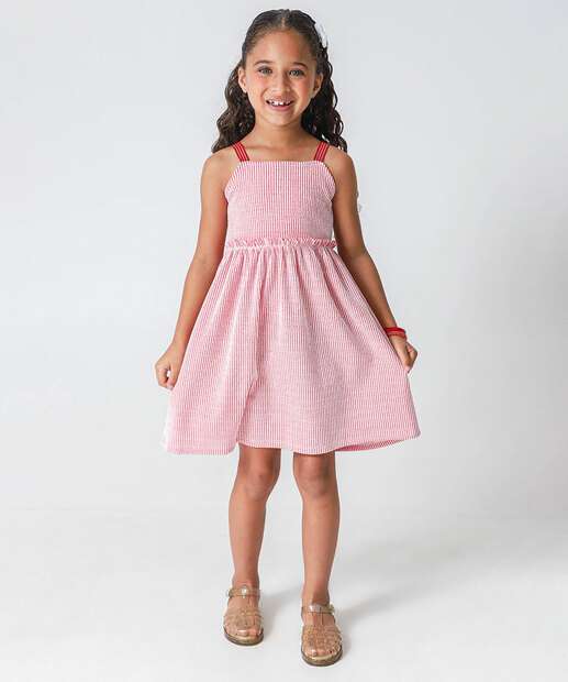 Image_Vestido Infantil Listrado Tam 4 a 10 Vermelho